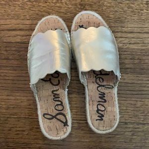 Scalloped Espadrille Slides